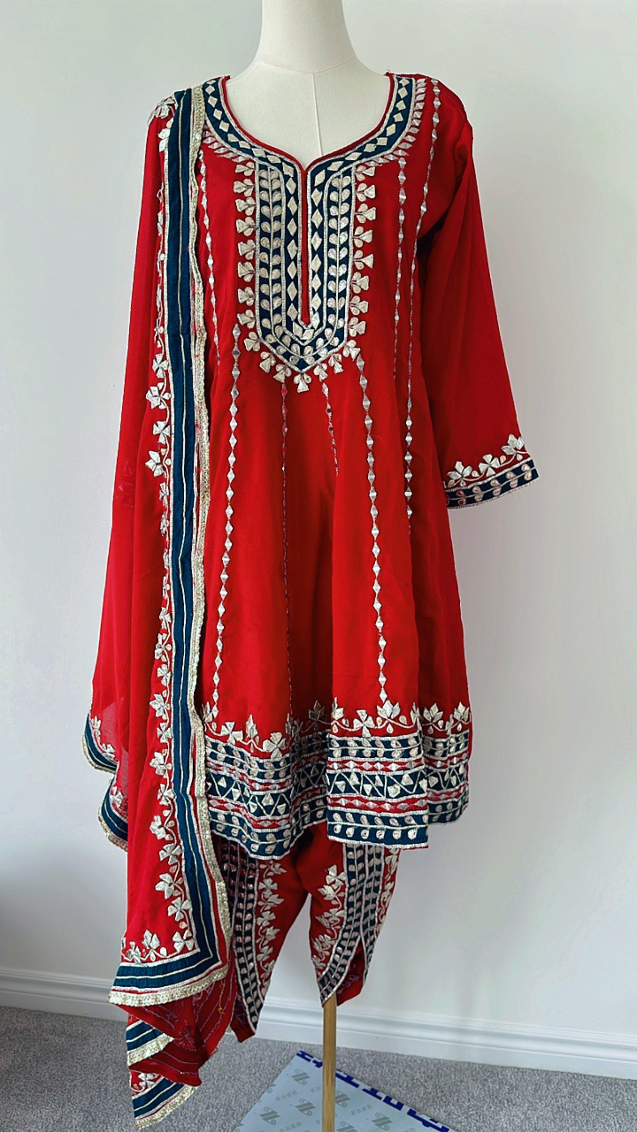 Red Radiance Dhoti Suit