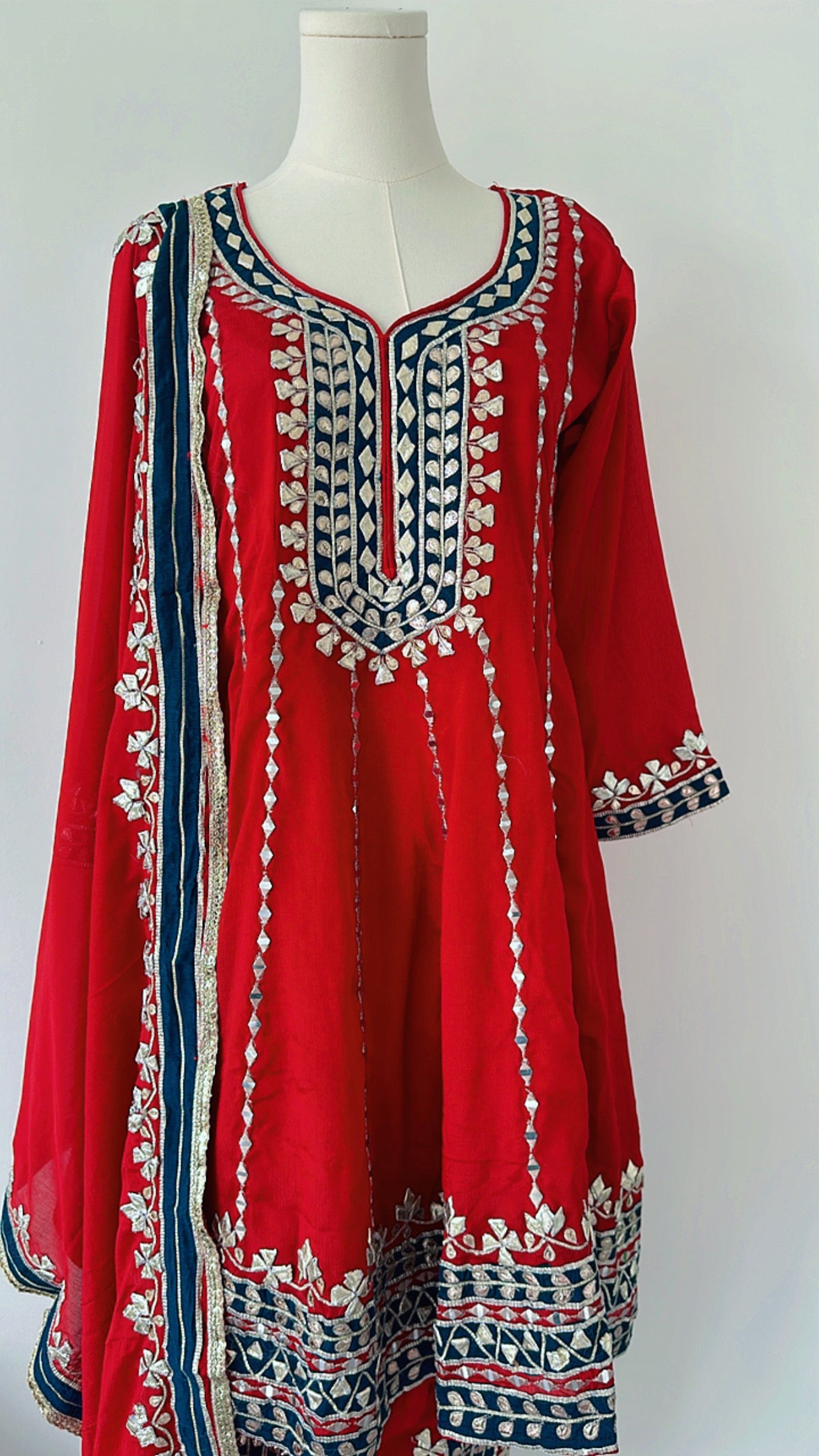 Red Radiance Dhoti Suit