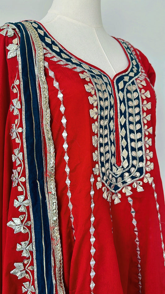 Red Radiance Dhoti Suit